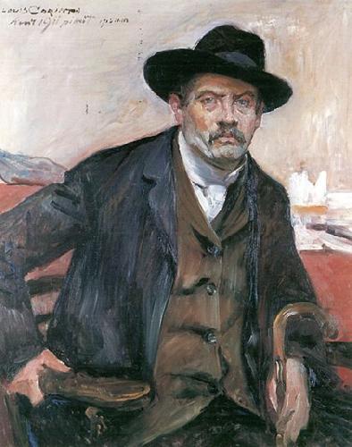 Lovis Corinth Selbstportrat mit schwarzem Hut und Stock